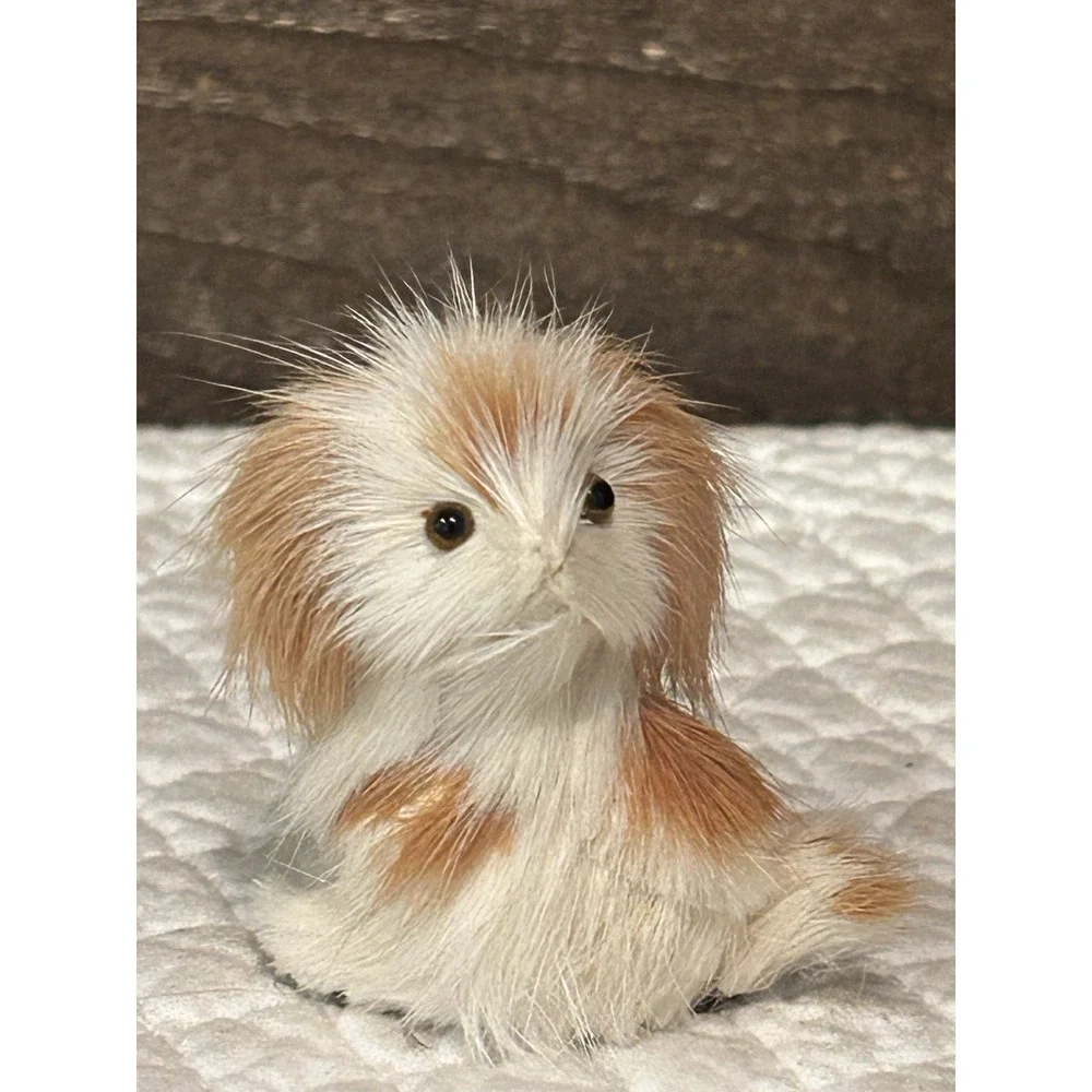 Adorable Real Fur Realistic Dog‎ Figurine Figure Pekingese Collectible
